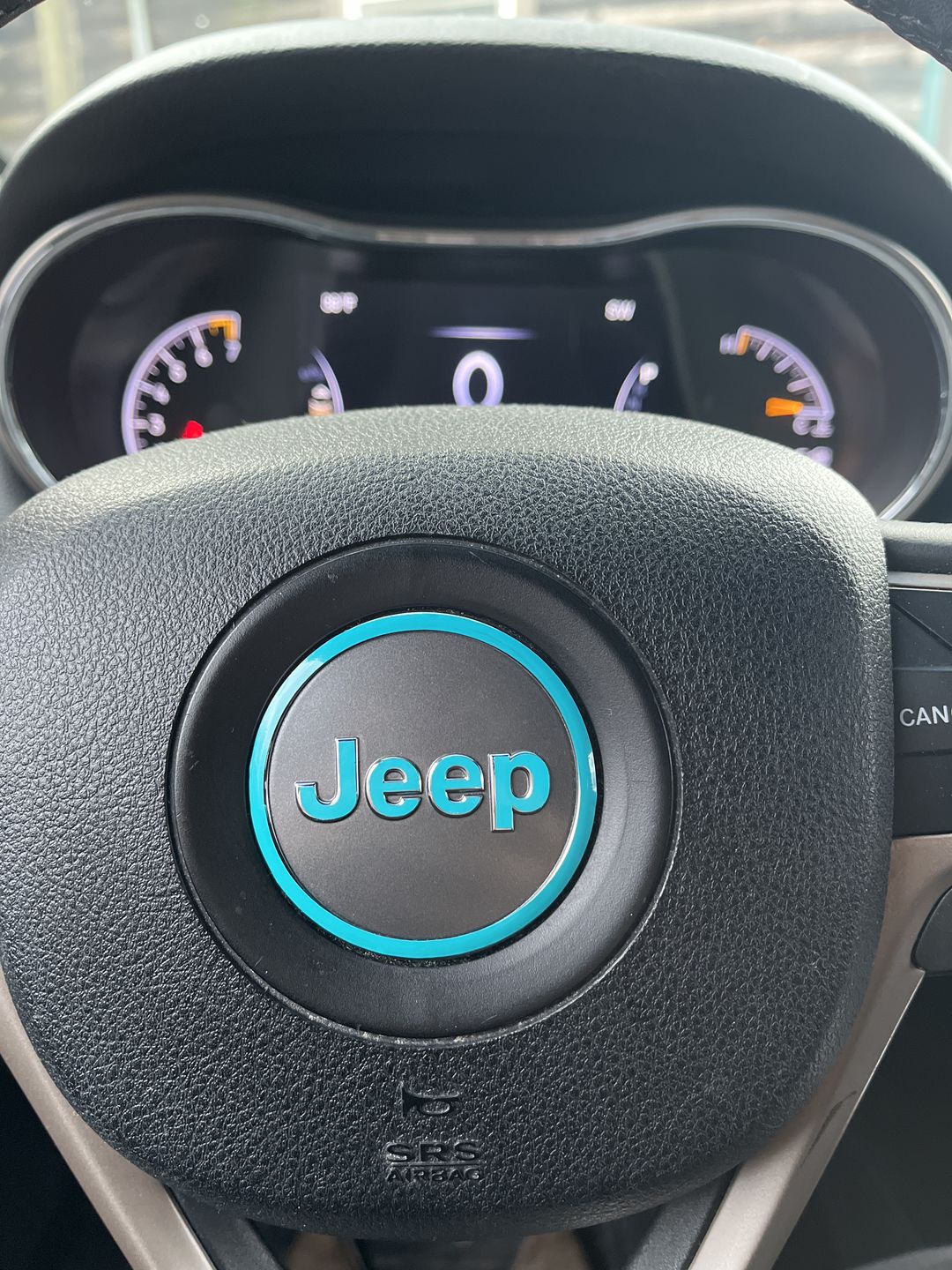 Customer photo review of Center Ring Steering Wheel Vinyl Overlay Cover for Jeep | Fits Jeep Models