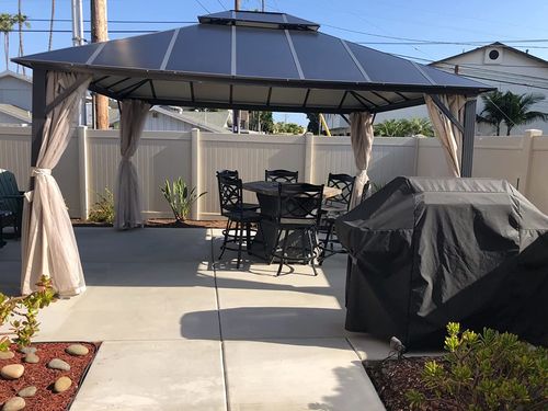 Customer photo review of 12x14FT Hardtop Aluminum Patio Gazebo w/ Aluminum Composite Double Roof, Curtains &Netting