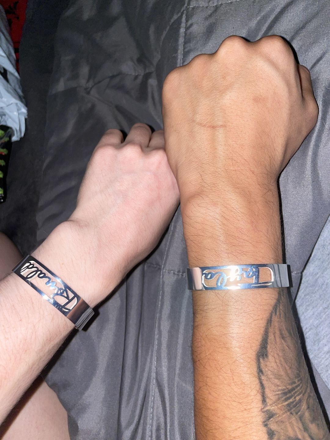Customer photo review of Cutout Script Name Bangle