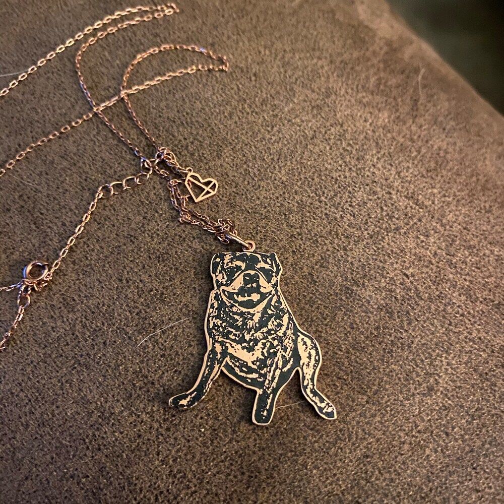 Customer photo review of Personalized Silver Cat Necklace (925 Sterling Silver)