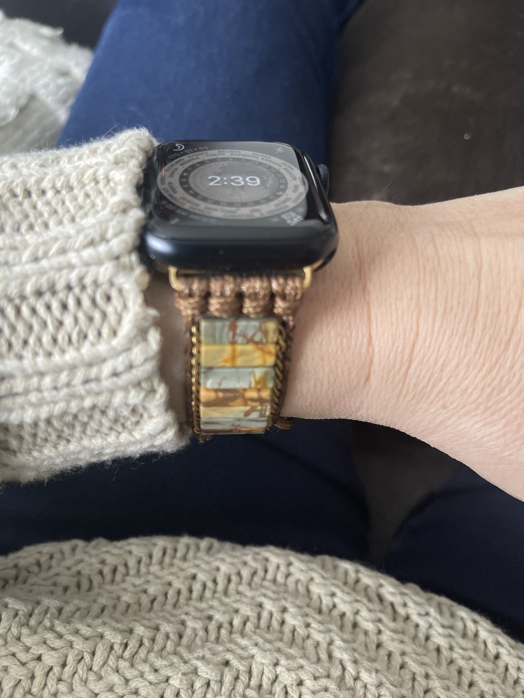 Customer photo review of Delicate Picasso Jasper Apple Watch Strap