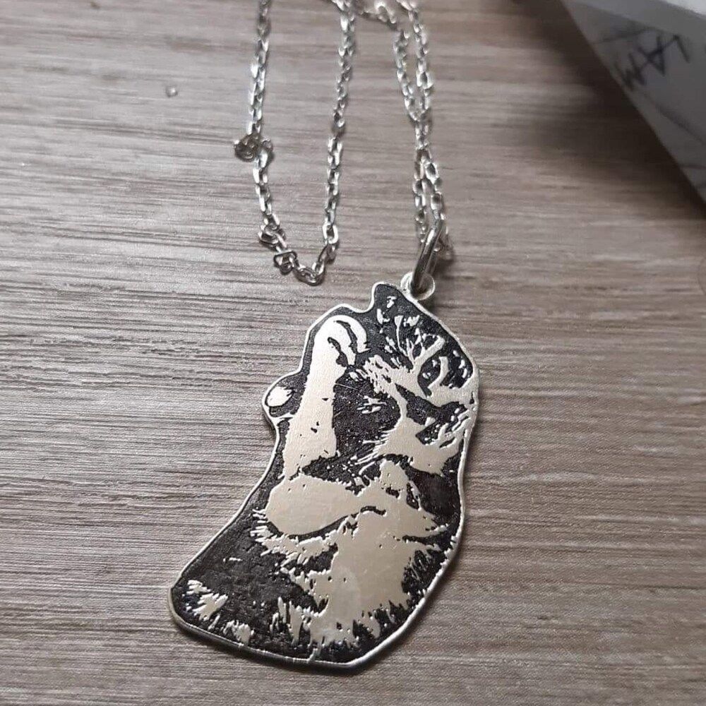 Customer photo review of Personalized Silver Cat Necklace (925 Sterling Silver)