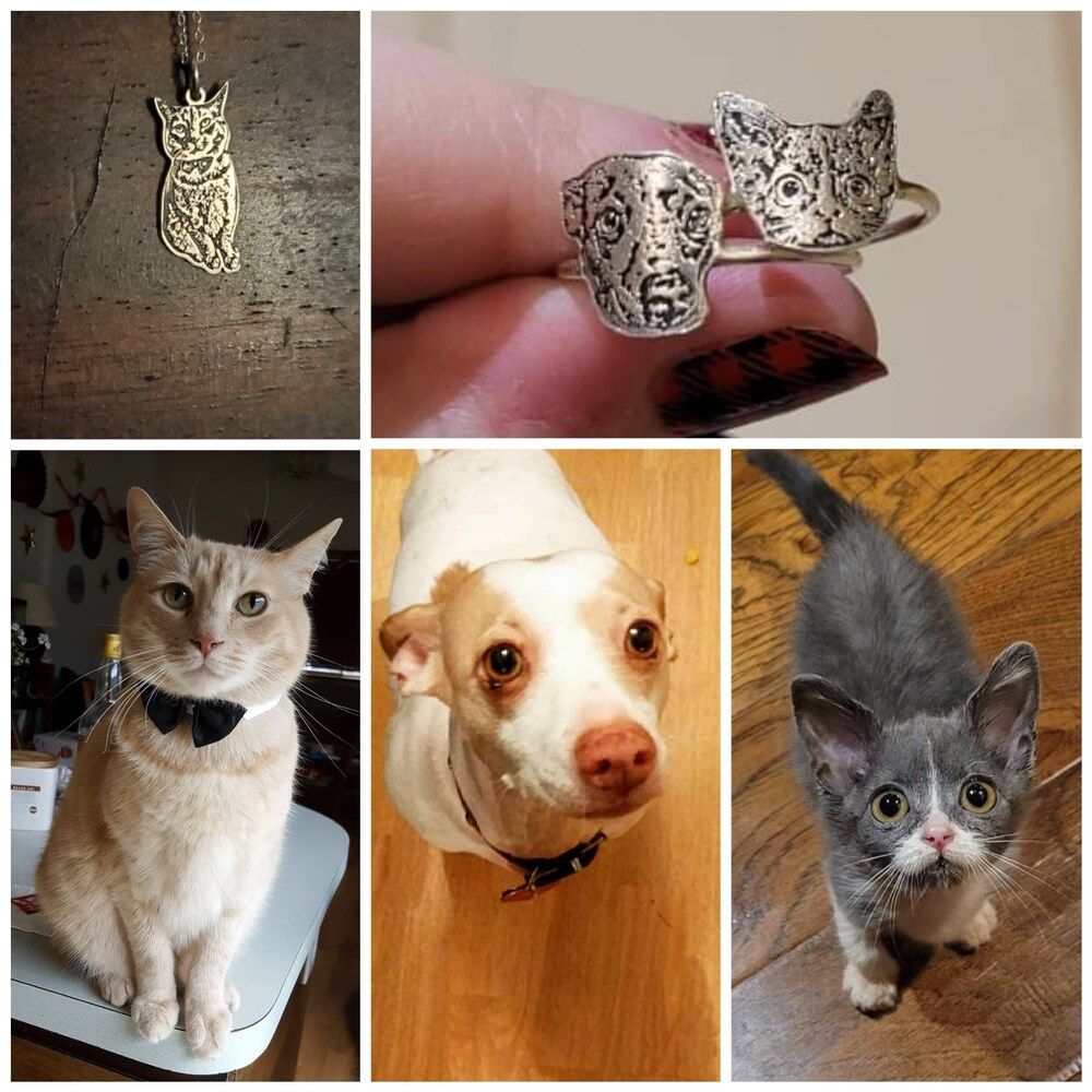 Customer photo review of Personalized Silver Cat Necklace (925 Sterling Silver)