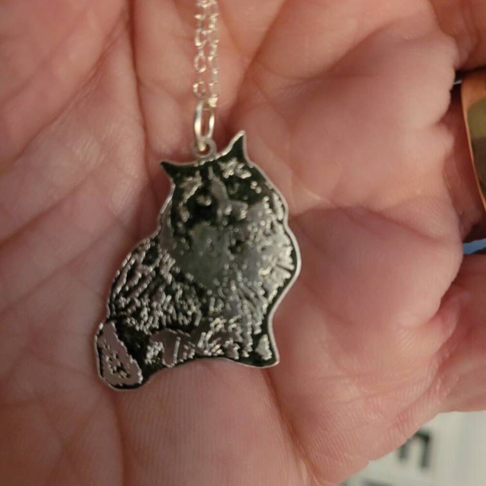 Customer photo review of Personalized Silver Cat Necklace (925 Sterling Silver)