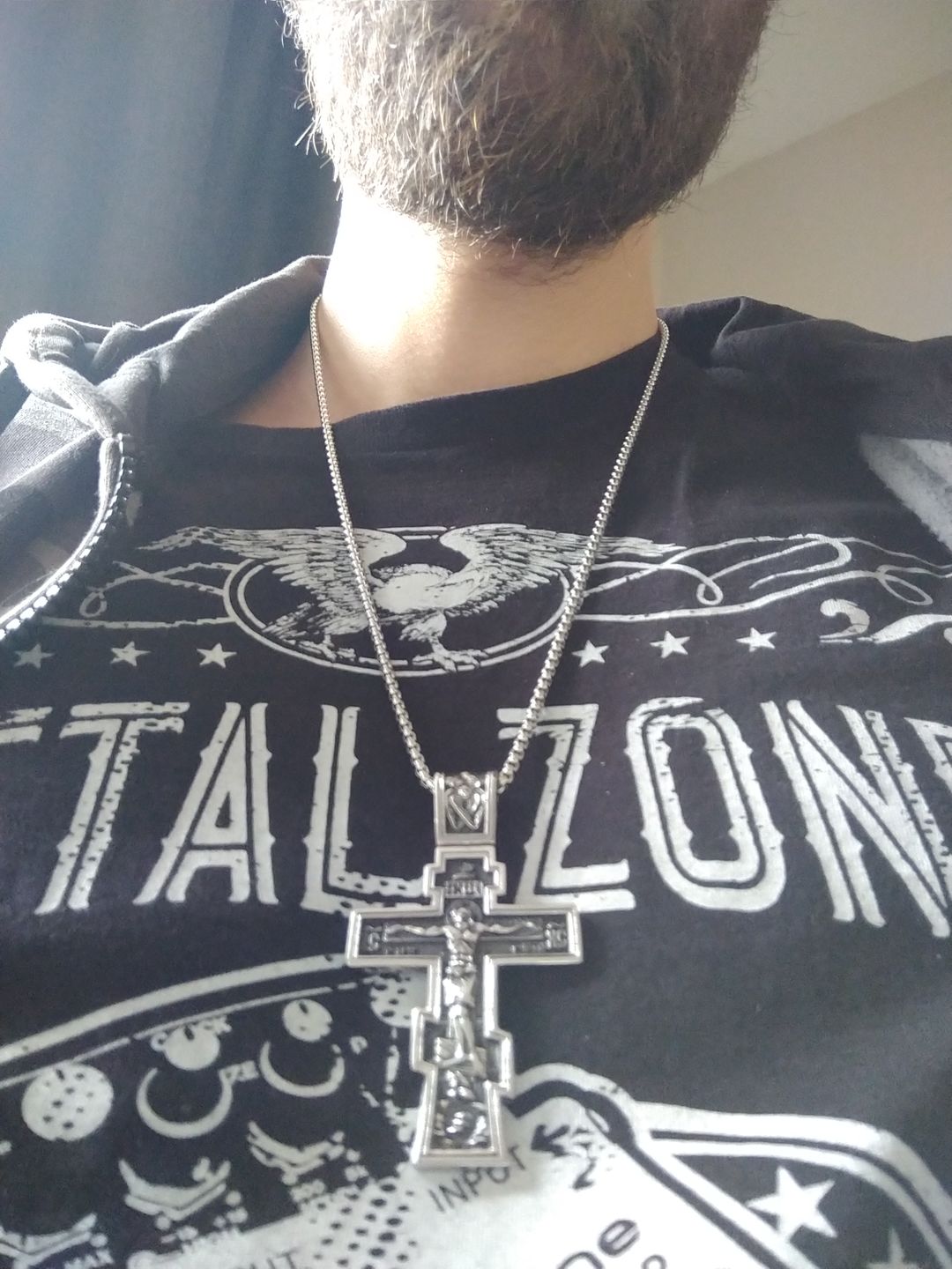 Customer photo review of DARK JESUS CROSS PENDANT.