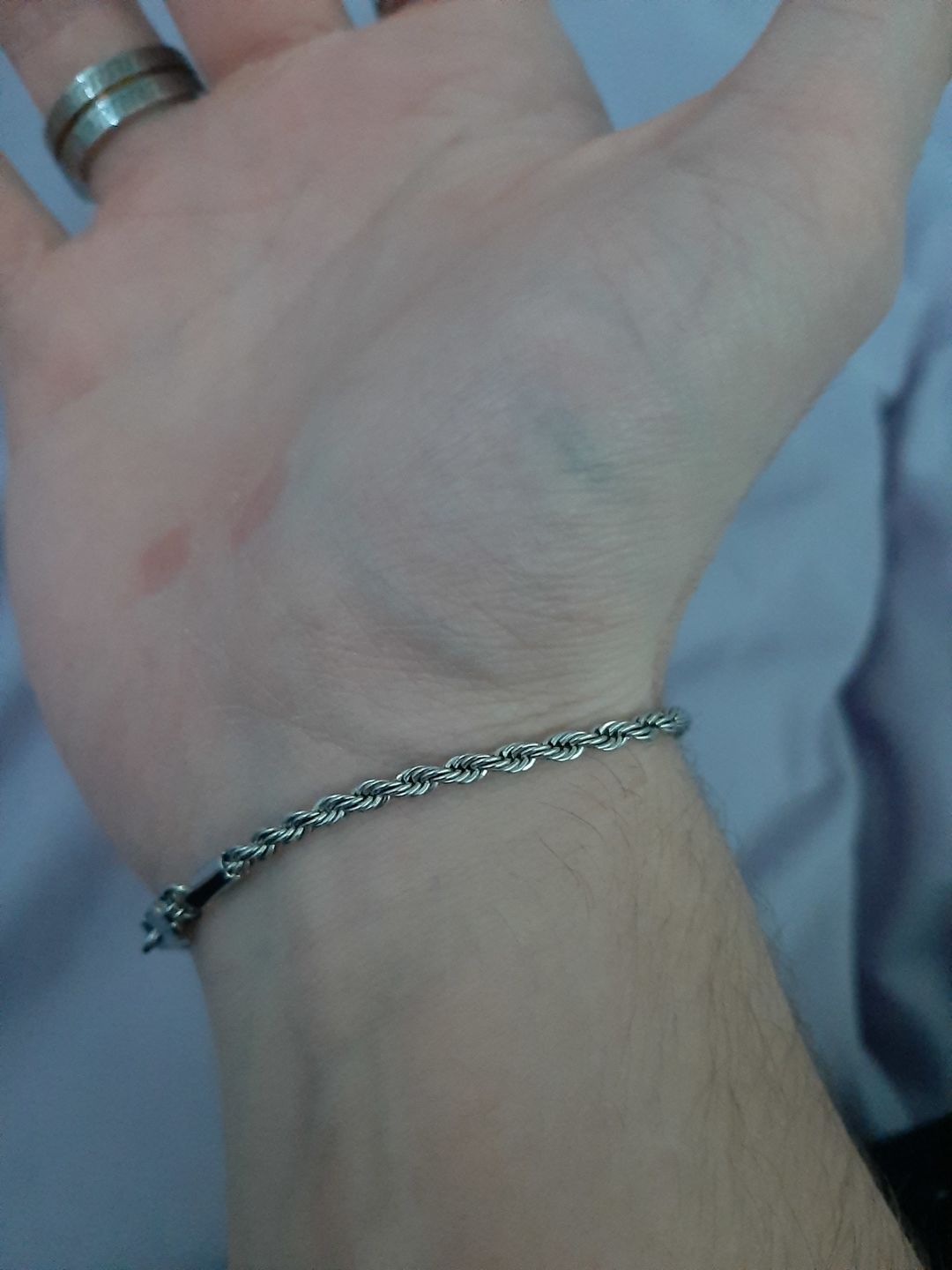 Customer photo review of CLEAN ROPE BRACELET. - 3MM WHITE GOLD