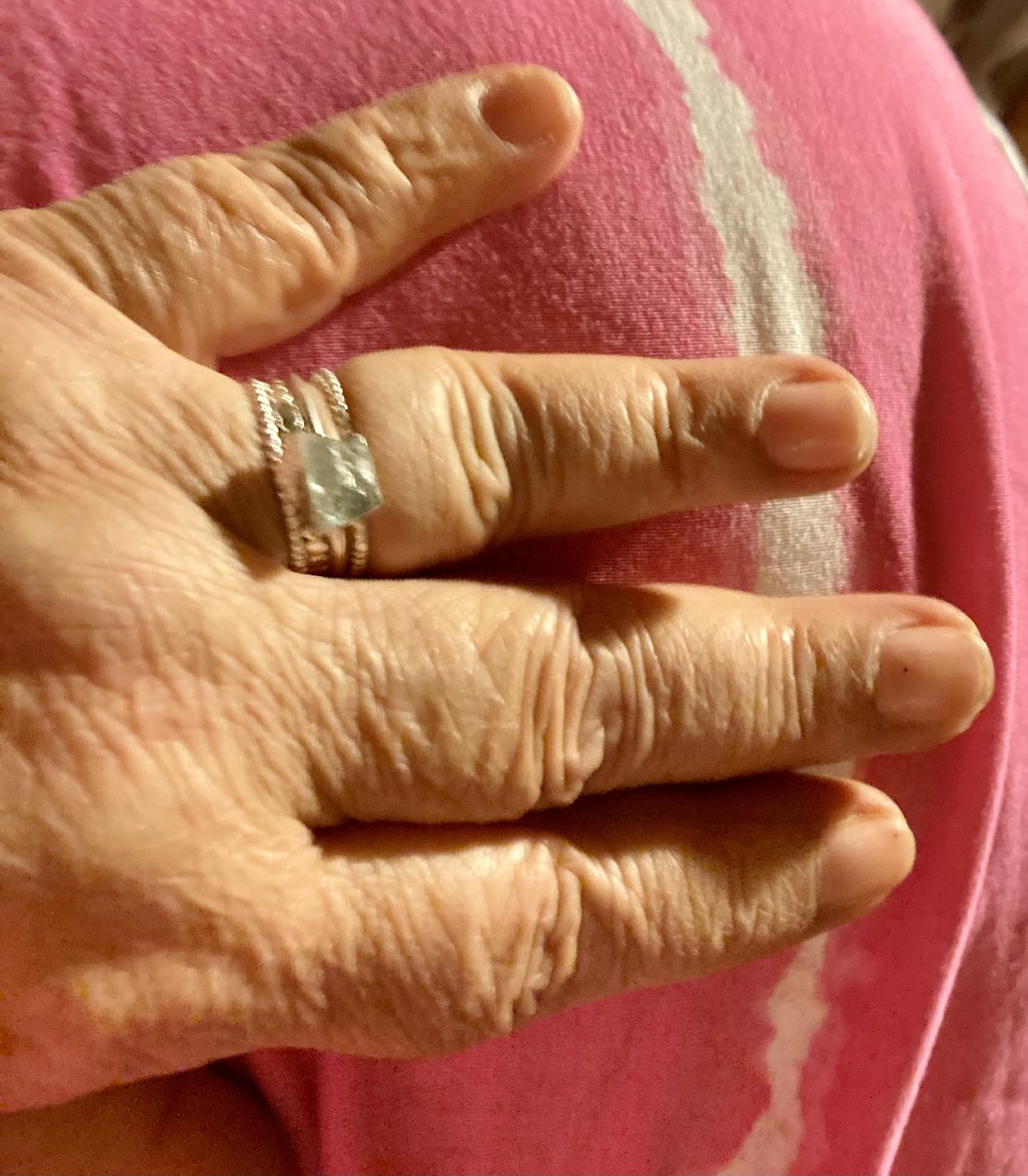 Customer photo review of Aquamarine Stacking Ring Set Sterling Silver