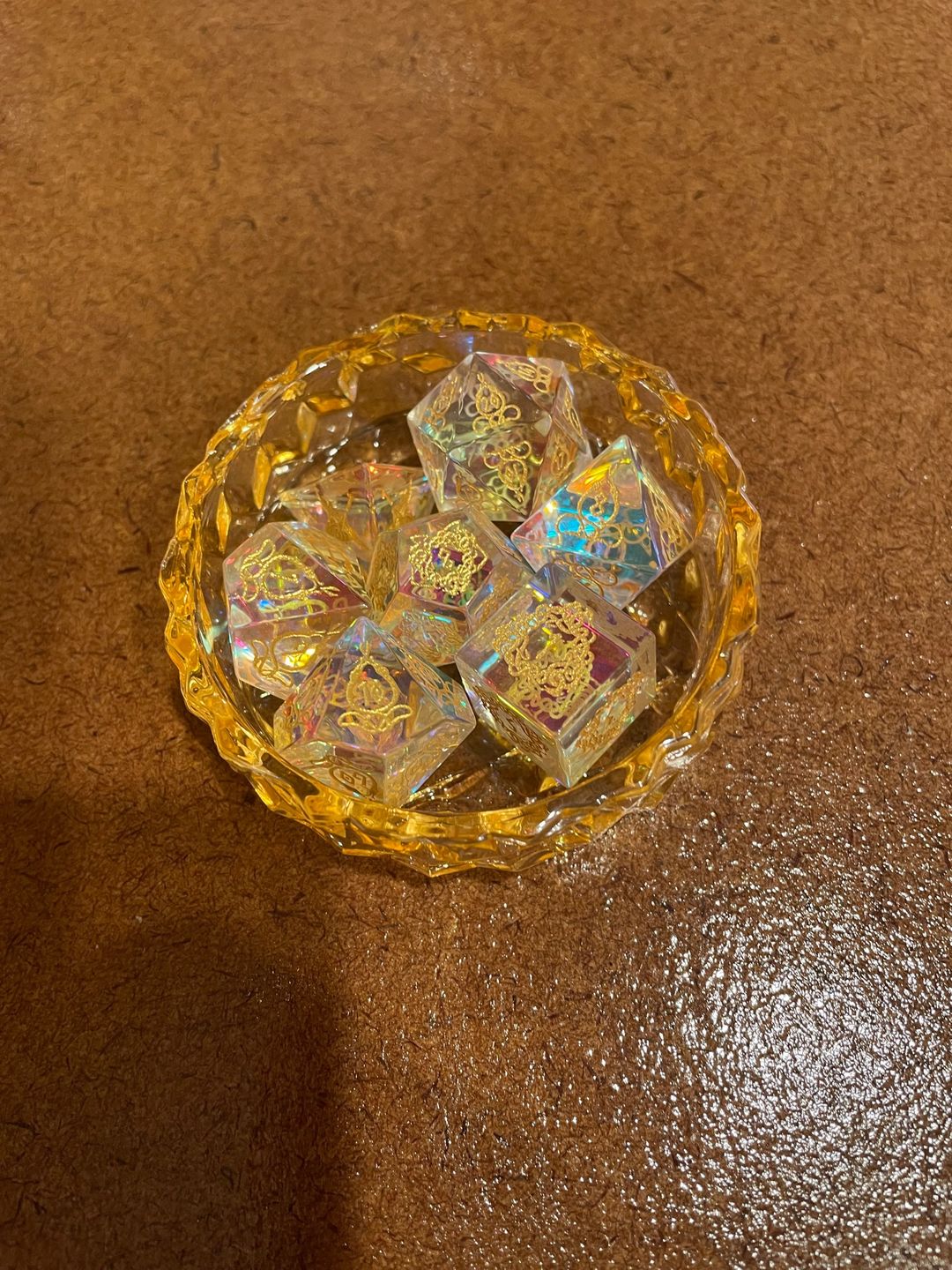 Customer photo review of SERPENT OF MIDGARD PRISM GLASS DICE SET