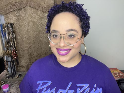 Customer photo review of Temporary Hair Color Gel - Purple Rain