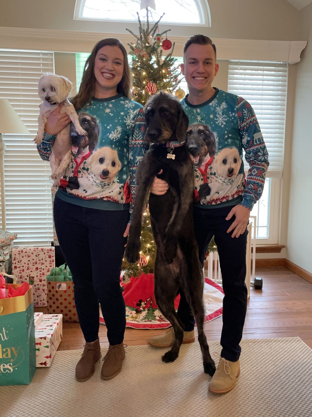 Customer photo review of Ugly Sweater Custom Mutiple Pets