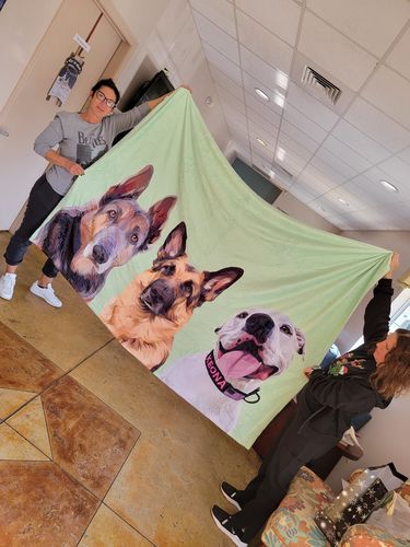Customer photo review of Premium Pet Portrait Blanket