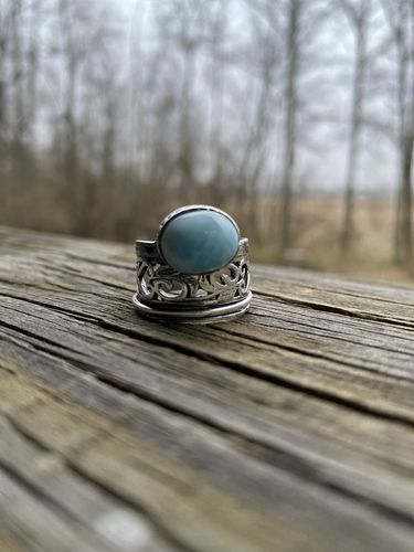 Customer photo review of Sterling Silver Meditation Larimar Ring