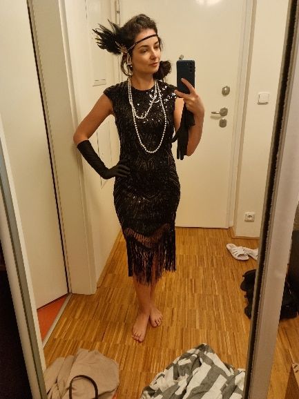 Customer photo review of 1920s Black Mable Flapper Dress
