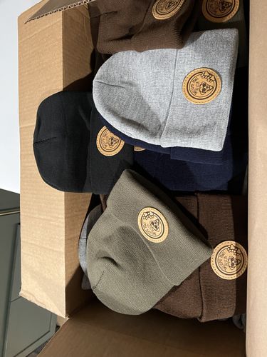 Customer photo review of Custom Leather Patch Beanie