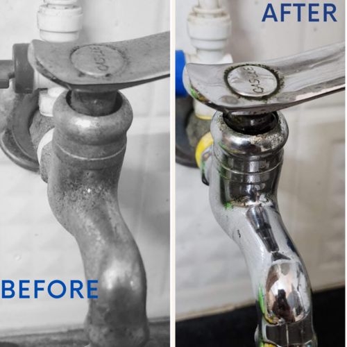 Customer photo review of Ecofriendly Limescale Remover/Descaler for taps, Hard Water Stains,  Showers ,faucets & bathroom Tiles-500ml