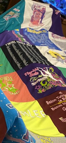 T-shirt quilt with dancing, twirling themes by Maryann from FL