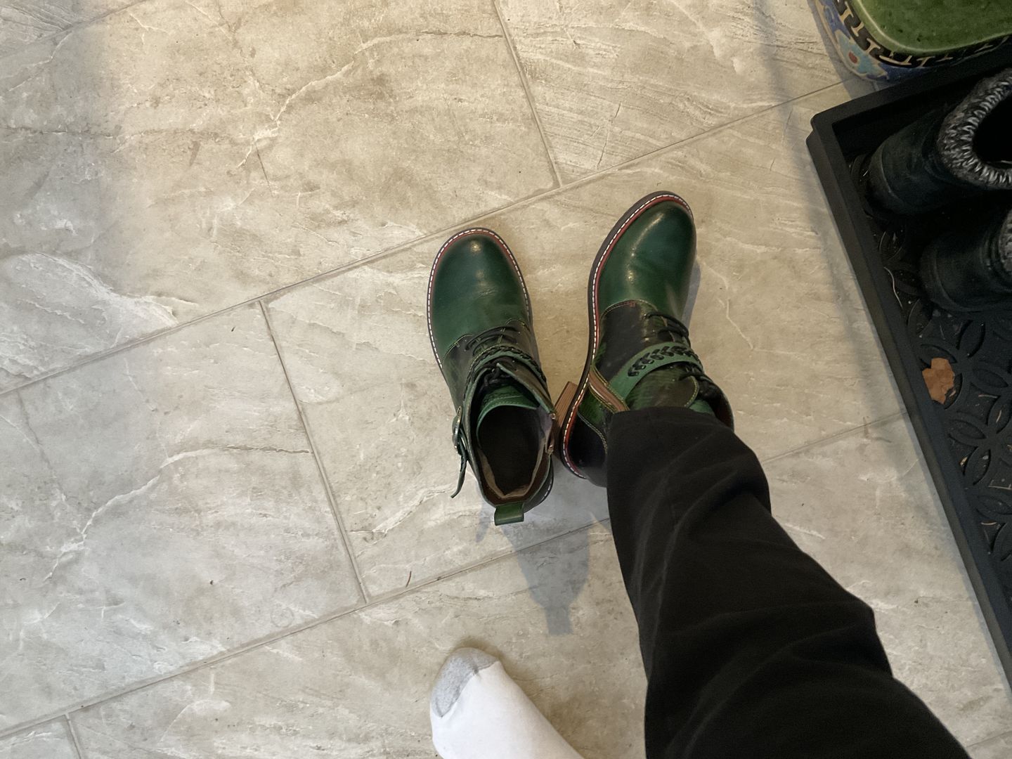 Customer photo review of Retro Casual Style Strap Low Heel Booties