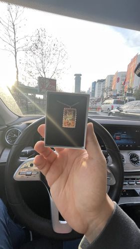 Customer photo review of Gustav Klimt Gold Cat Tablo Rectangle Tasarım Kolye