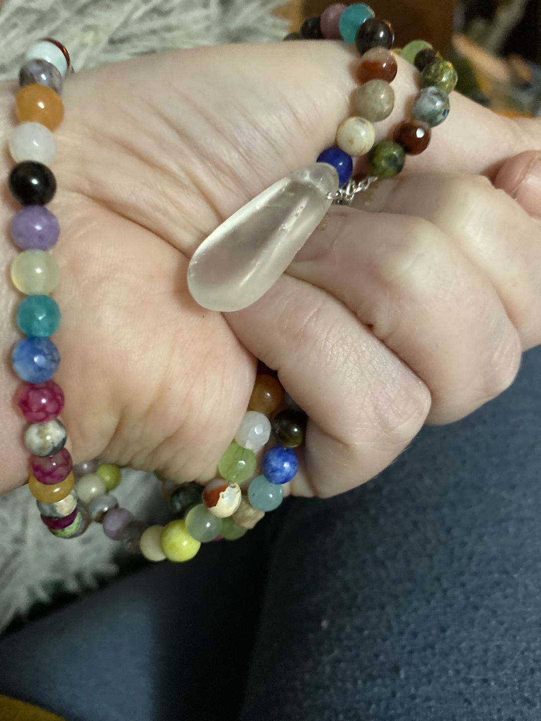 Customer photo review of Mother Earth Healing Crystals Mindfulness Necklace with Sea Glass