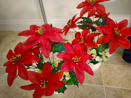 Customer photo review of Bulk 14" Poinsettias Bush Artificial Christmas Flowers Wholesale