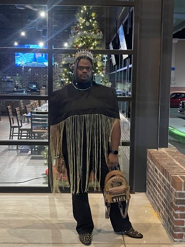 Customer photo review of Mens Long Fringe High Neck T-Shirt SKUJ14423