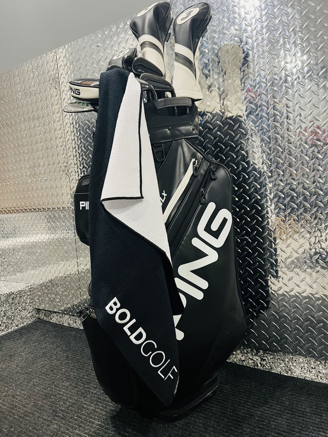 Customer photo review of The Bundle - Two-Tone Magnetic Golf Towel System