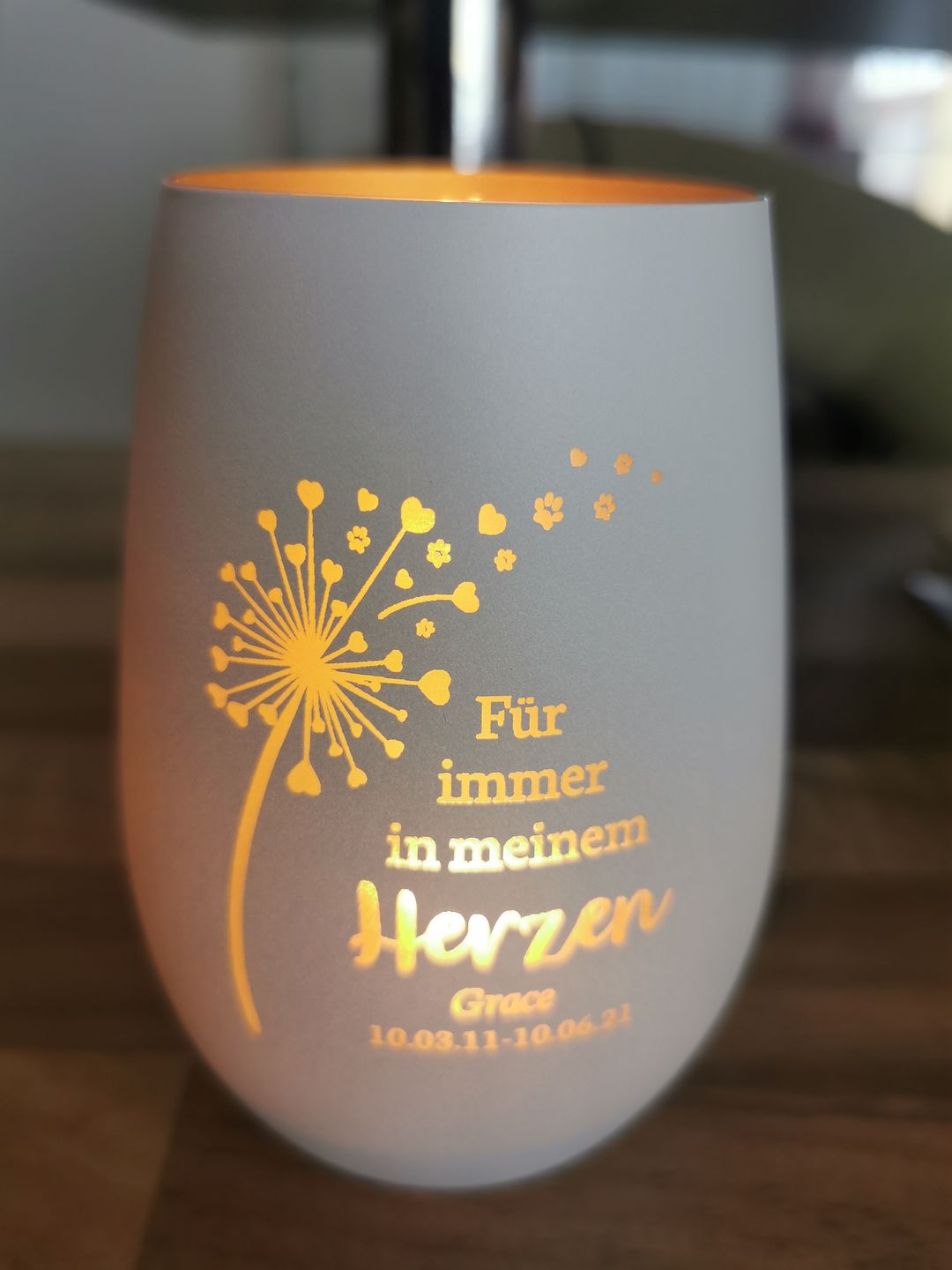 Customer photo review of Für immer im Herzen - Individuelles Trauerlicht