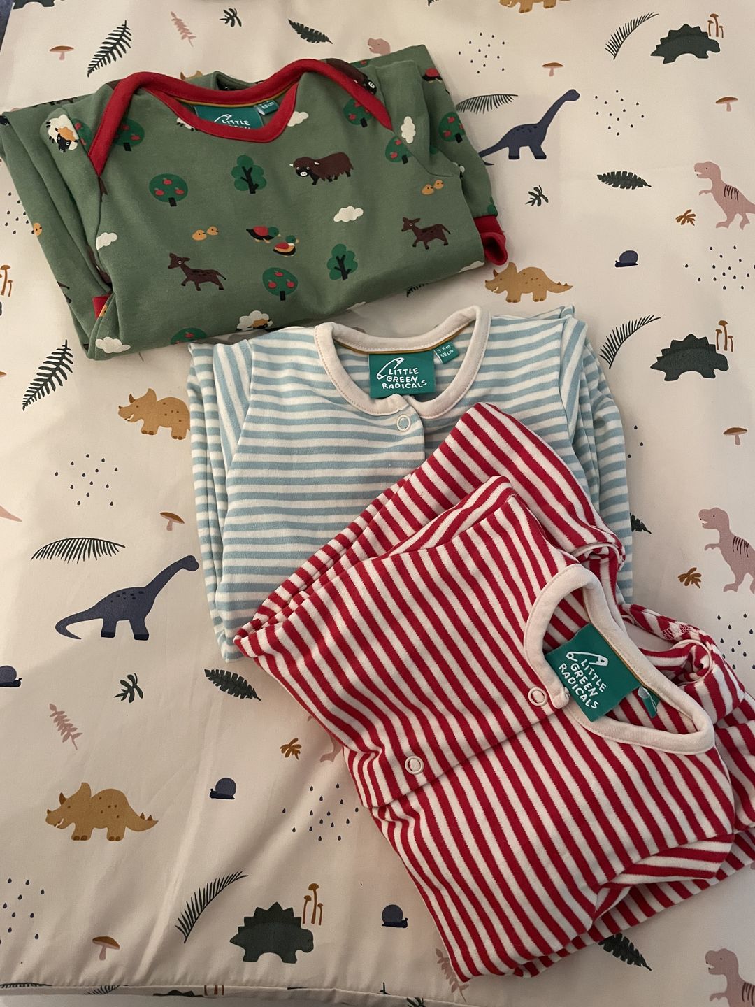 Customer photo review of Red & Blue Striped Organic Babygrow Set - 2 Pack