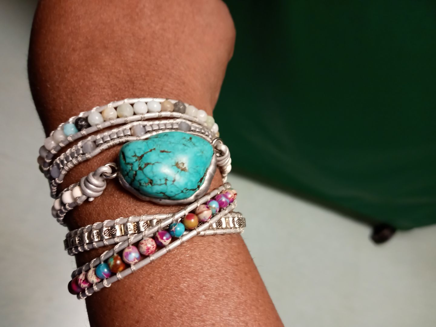 Customer photo review of The Turquoise Protection Wrap Bracelet