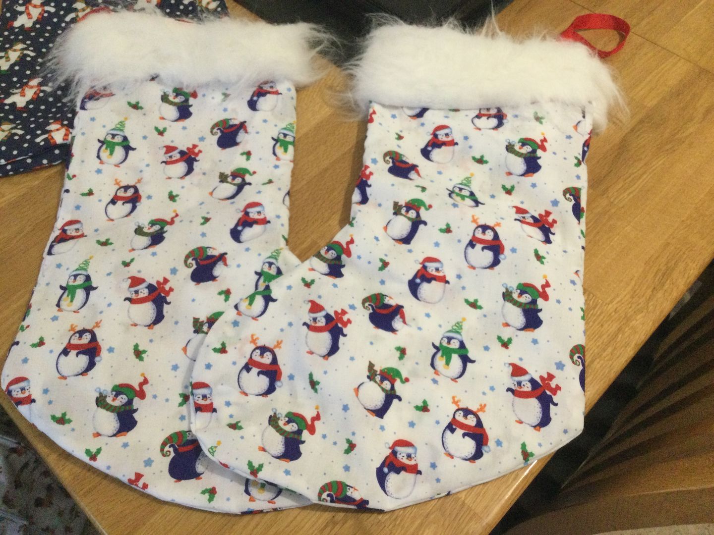 Customer photo review of Christmas Penguins on White Polycotton Fabric