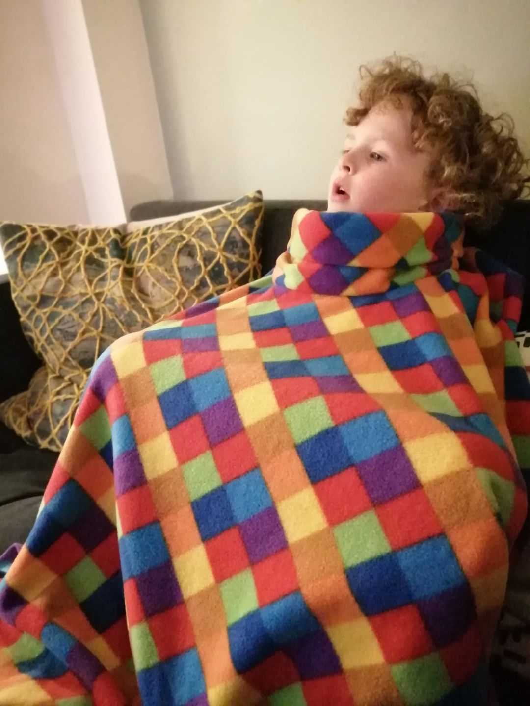 Customer photo review of Multicoloured Squares Anti Pill Polar Fleece Fabric