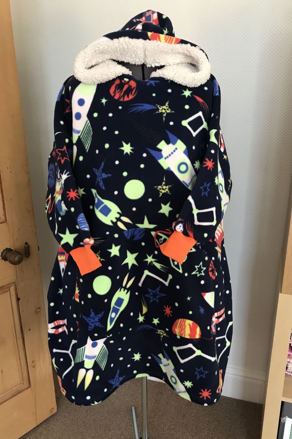 Customer photo review of Rockets in Outer Space Anti Pill Polar Fleece Fabric