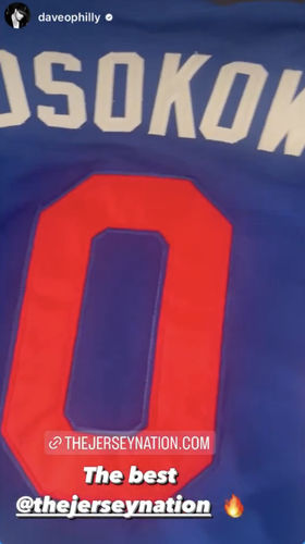 Customer photo review of Blue White-Red Custom Baseball Jersey