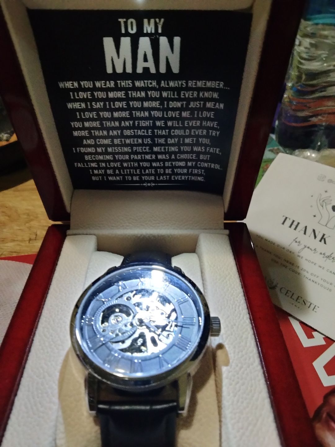 Customer photo review of To My Man - Your Last Everything - Men's Skeleton Watch