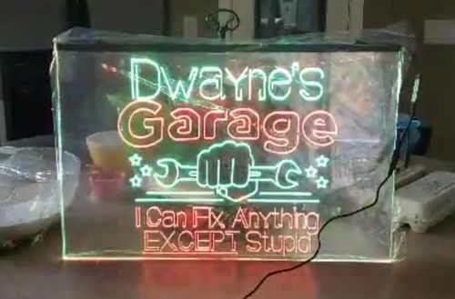 Customer photo review of Customized LED Garage Sign: My Tools My Rules
