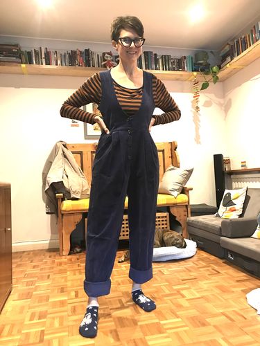 Customer photo review of Lowie Navy Corduroy Romper