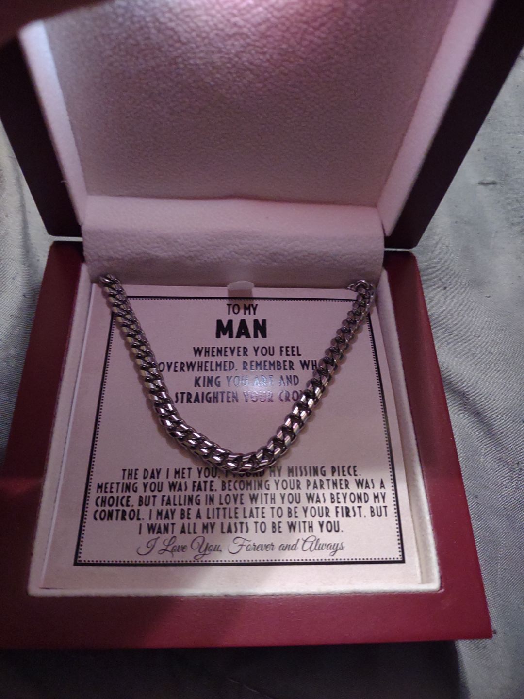Customer photo review of To My Man - Straighten Your Crown - Cuban Link Chain Necklace