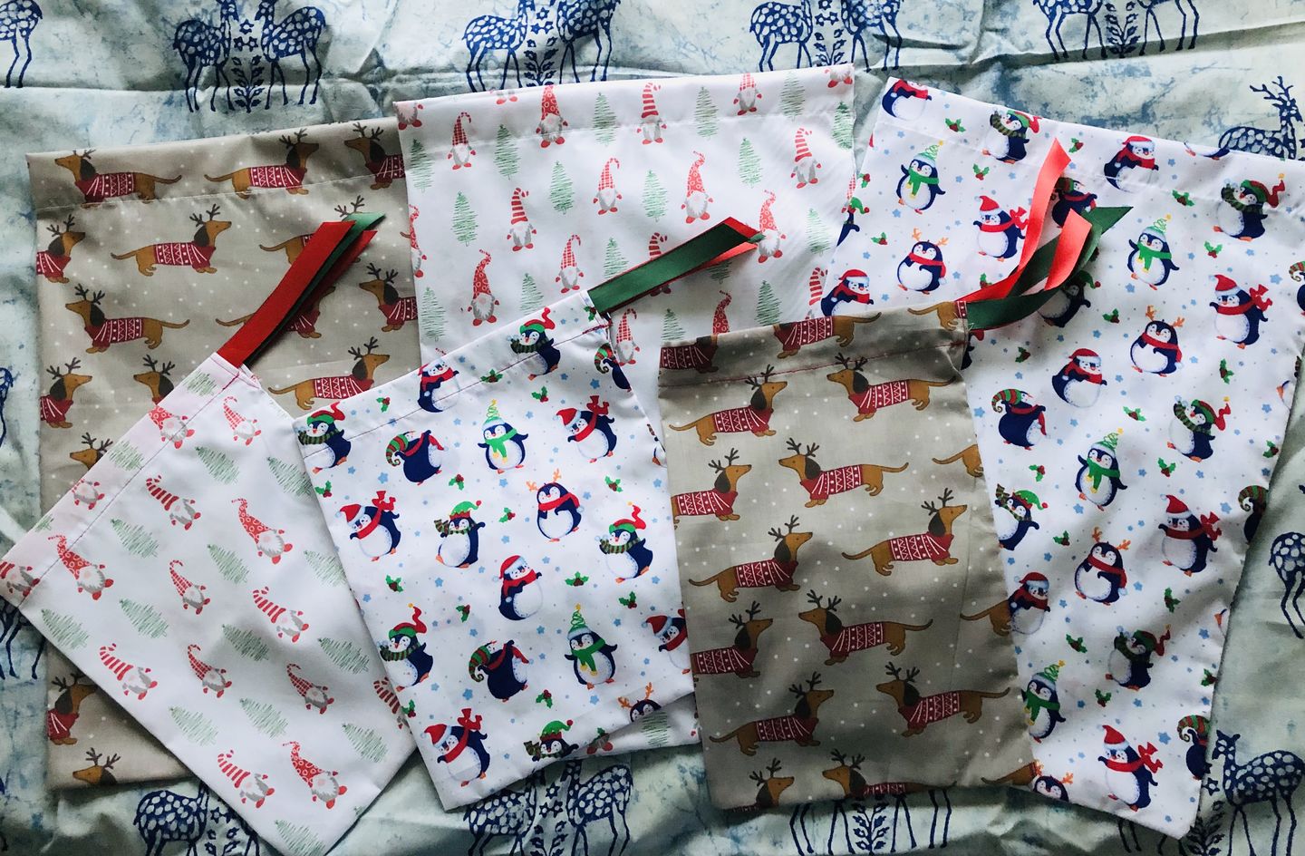 Customer photo review of Christmas Penguins on White Polycotton Fabric