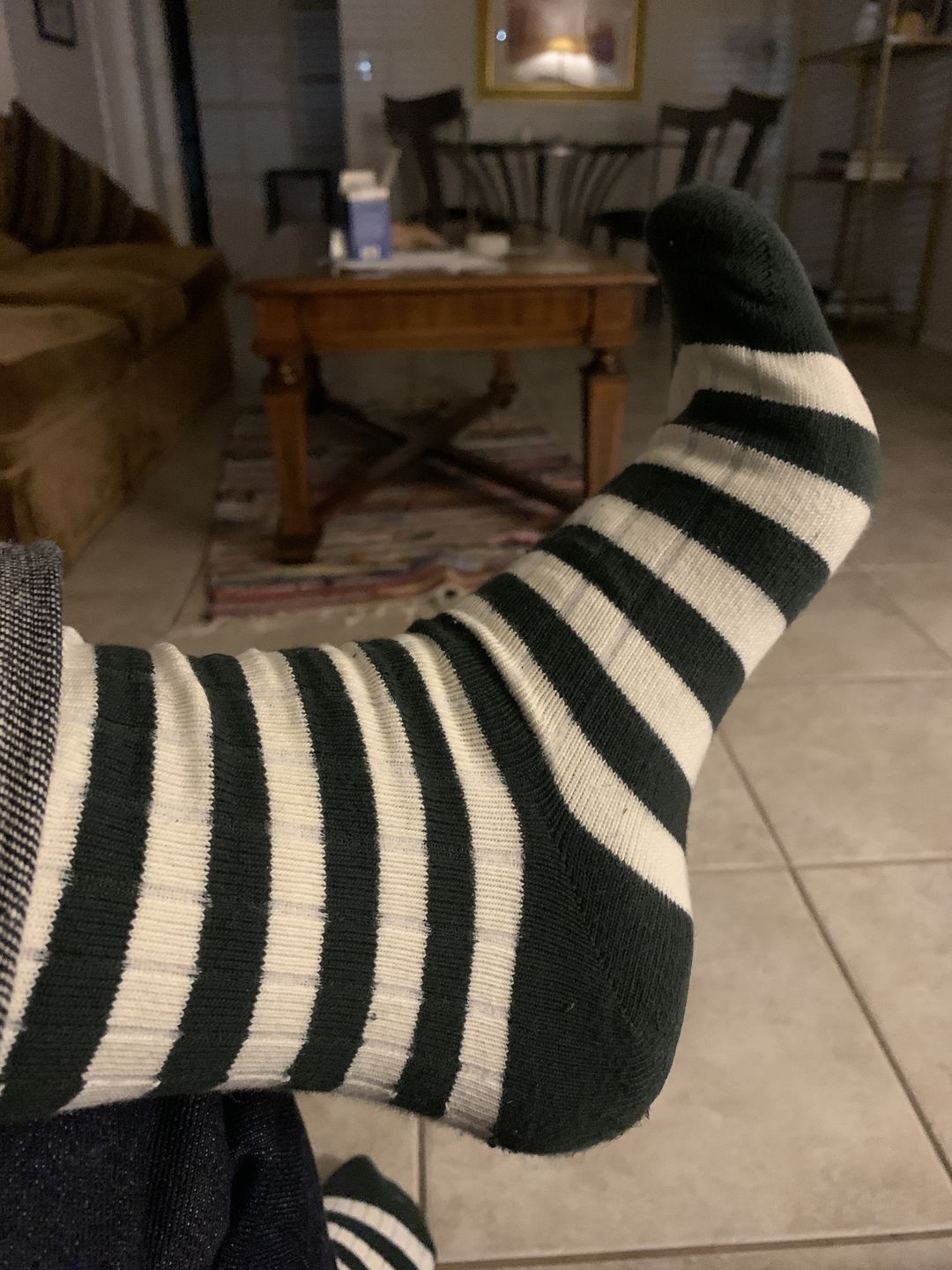 Customer photo review of Retro Striped Cotton Socks - Green/White