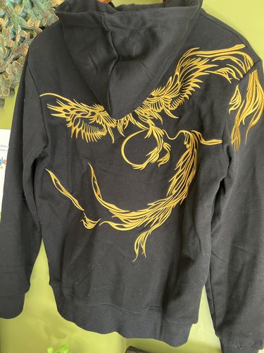 Customer photo review of Golden Phoenix Embroidered Hoodie
