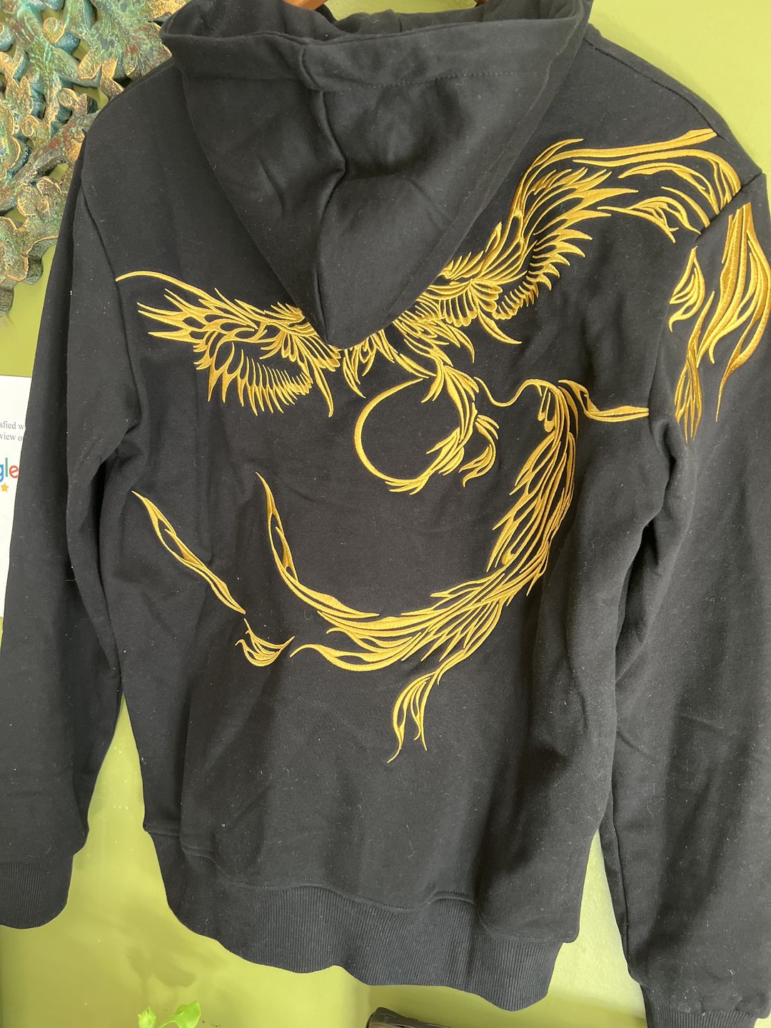 Customer photo review of Golden Phoenix Embroidered Hoodie