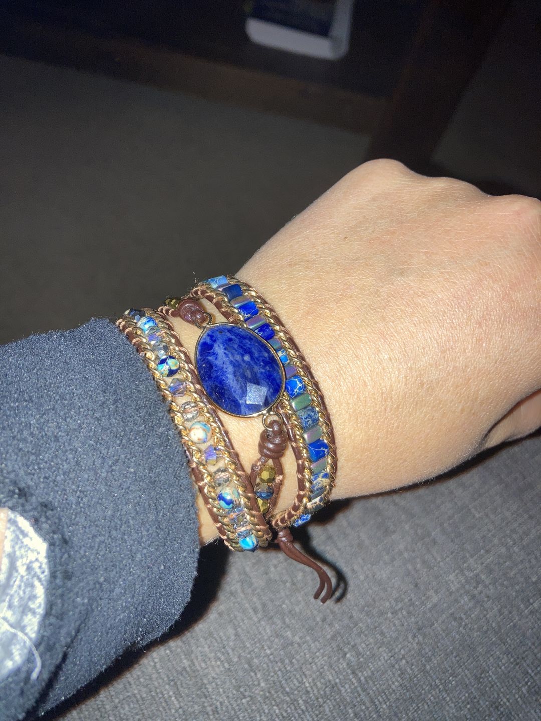 Customer photo review of White Labradorite Wrap Bracelet