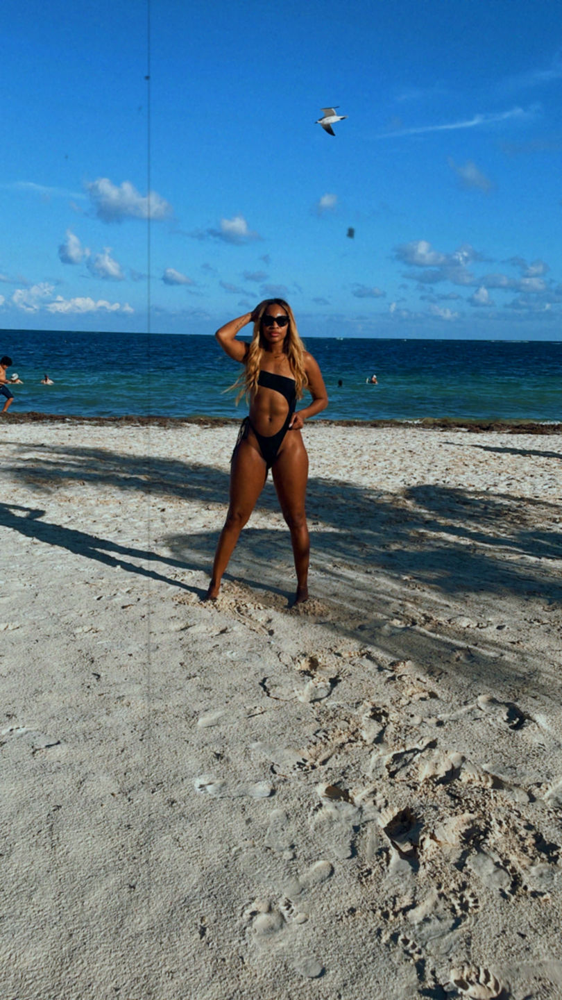 Customer photo review of Naomi One Piece Mesh Swimsuit - Cobalt