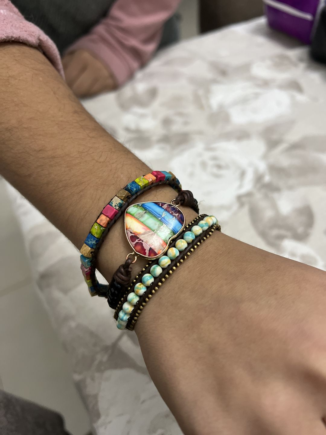 Customer photo review of Chakra Moonlight Protection Wrap Bracelet