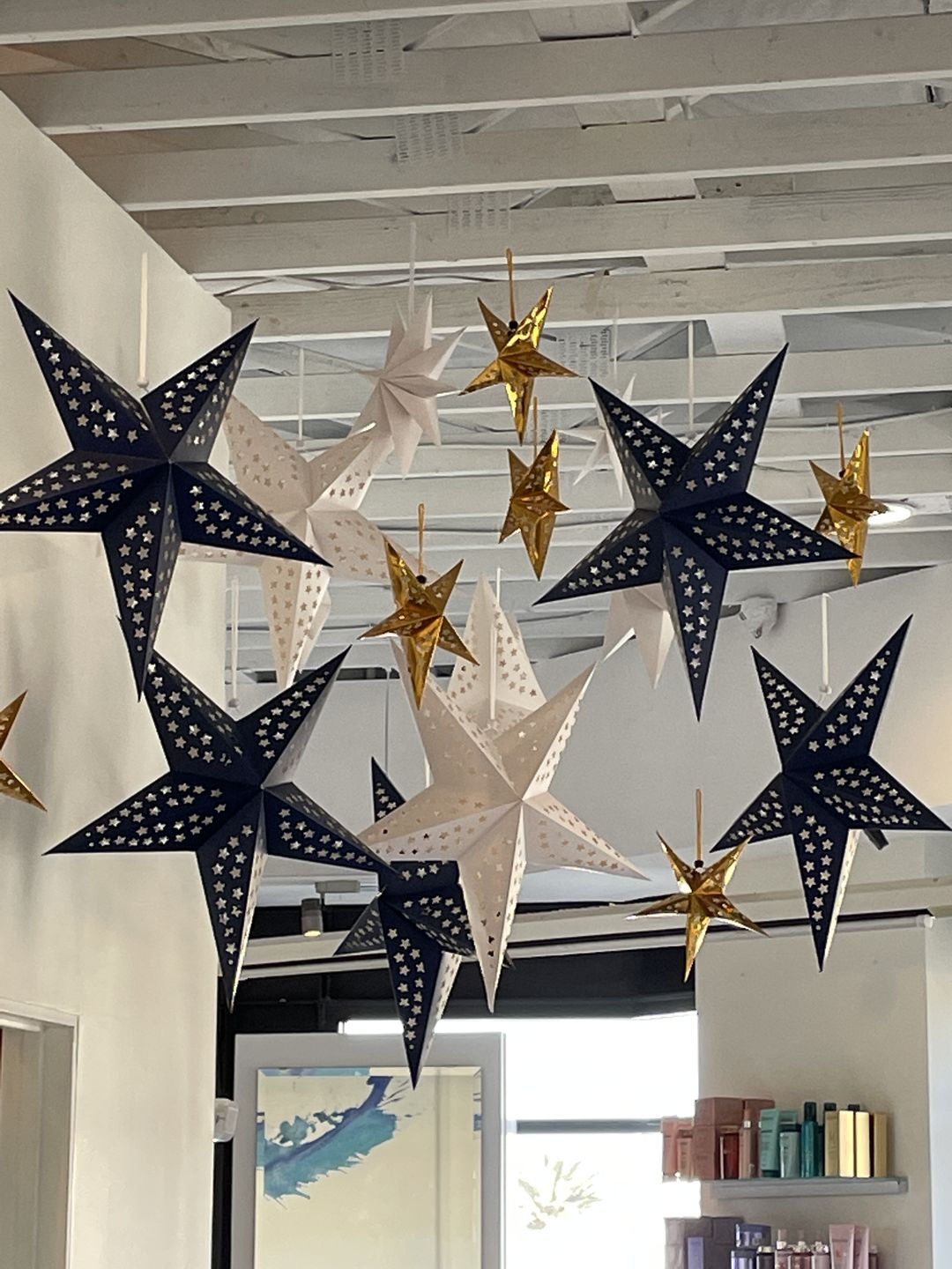 Customer photo review of 24" Navy / Dark Blue Paper Star Lantern, Chinese Hanging Wedding & Party Decoration