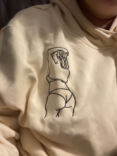 Customer photo review of Personalized Photo Line Drawing Embroidered Hoodie