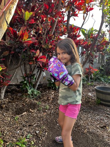 Customer photo review of Purple Girly Unicorn Pattern Print Boxing Gloves