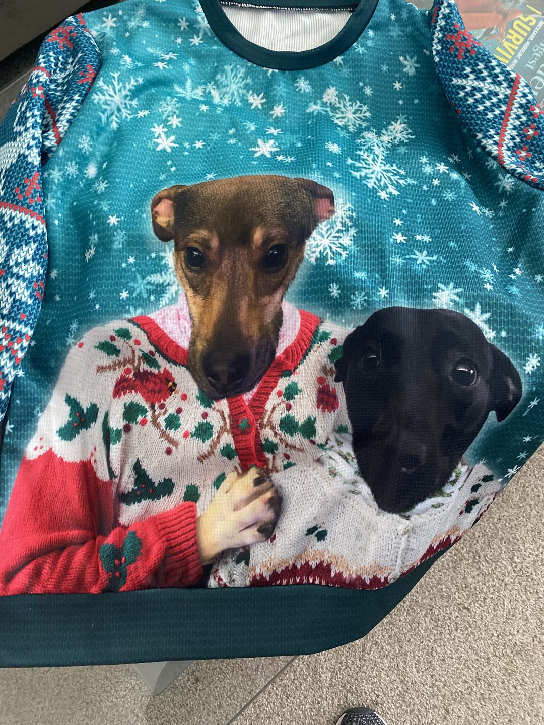 Customer photo review of Ugly Sweater Custom Mutiple Pets
