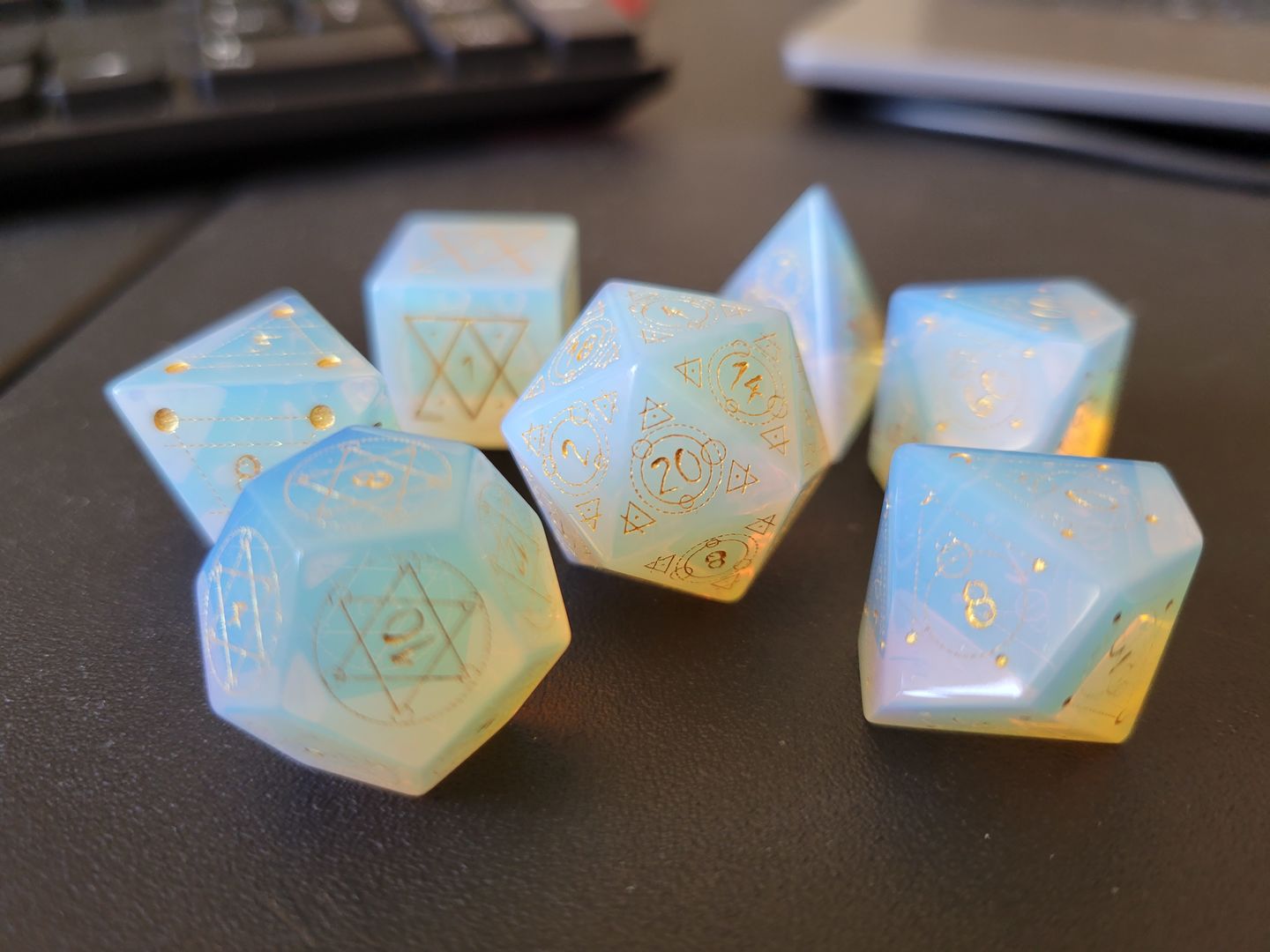 Customer photo review of SPELLCASTER - OPALITE STONE DICE SET
