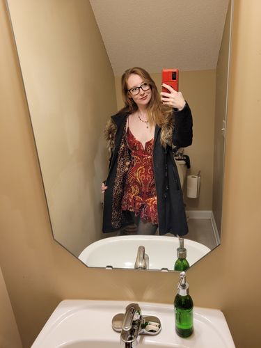 Customer photo review of Georgia Sequin Dress (BURGUNDY)